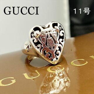 グッチ(Gucci)の新品仕上 希少廃盤 グッチ クレスト 紋章 ロゴ ハート リング 指輪 11号(リング(指輪))