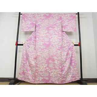 平和屋-こころ店■上質な小紋　風景花文　正絹　逸品　AAAE2721Bwt(着物)