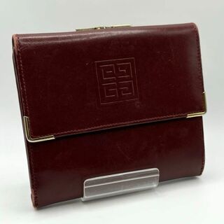 GIVENCHY - GIVENCHY ジバンシー がま口財布 三つ折り財布 レザー 型押しロゴ 赤系
