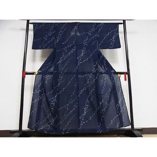 平和屋-こころ店■夏物　小紋　絽　草木文　正絹　逸品　AAAE3935(着物)