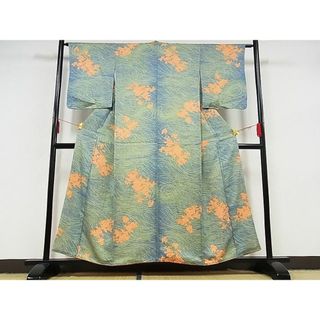 平和屋-こころ店■上質な小紋　草花文　正絹　逸品　AAAE1587Bzg(着物)