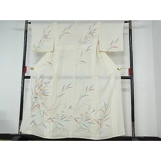 平和屋-こころ店■夏物　訪問着　絽　鴛鴦枝花文　銀彩　正絹　逸品　AAAE9281Acs(着物)