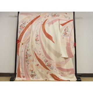 平和屋-こころ店■豪華振袖　駒刺繍　流水鴛鴦草花文　暈し染め　金彩　正絹　逸品　AAAF3609Bnp(振袖)