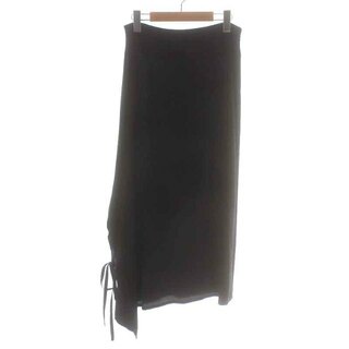 ヨウジヤマモトノアール フレアスカート ロング マキシ リボン 絹 1 S 黒(ロングスカート)