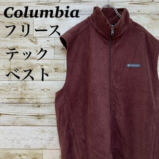 コロンビア(Columbia)の【w204】USA古着コロンビアパッチ刺繍ロゴフリースベストY2Kブルゾンテック(ベスト)