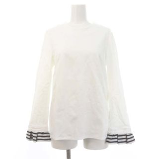 ボーダーズアットバルコニー RUFFLED CUFF TEE カットソー 白(カットソー(長袖/七分))