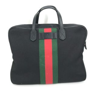 Gucci - グッチ GUCCI ビジネスバッグ 630922 シェリーライン カバン ハンドバッグ ショルダーバッグ トートバッグ レザー/キャンバス ブラック 美品