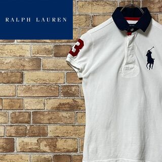 Ralph Lauren - ラルフローレン　ポロシャツ　刺繍ロゴ　白　ホワイト　半袖　キッズM