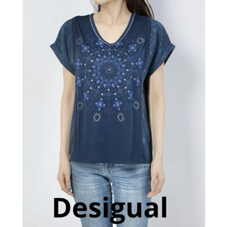 デシグアル(DESIGUAL)のDesigual Tシャツ半袖 DETROIT ブルー(Tシャツ(半袖/袖なし))
