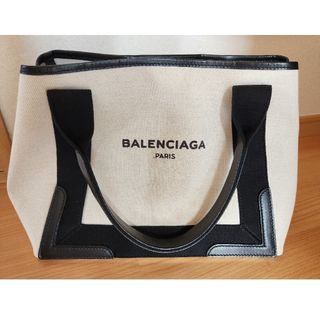 Balenciaga - BALENCIAGA ネイビーカバス S キャンバスバッグ