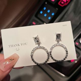 ピアス キラキラ ストーン フォーマル レディース きれいめ 結婚式 シルバー(ピアス)