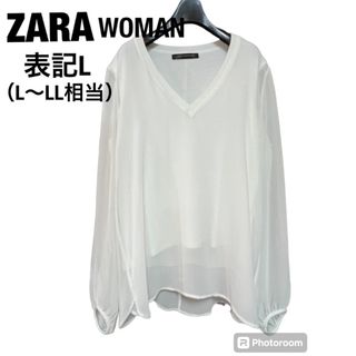 ザラ(ZARA)のZARAザラ　ブラウス　カットソー　シースルー　シフォン　シアー　白　ホワイト(カットソー(長袖/七分))