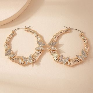 【人気】ピアス　フープ　ビジュー　ウェディング　結婚式　パーティー　前撮り(ピアス)