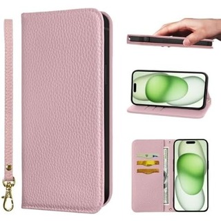 【最安値】携帯カバー　アイフォン15プラス　カードポケット　スタンド機能　ピンク(iPhoneケース)