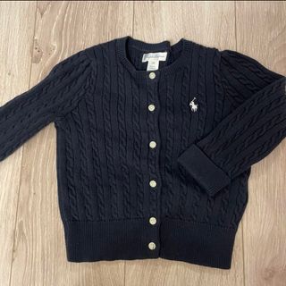 ポロラルフローレン(POLO RALPH LAUREN)のケーブルニット コットン カーディガン　ネイビー　12M(カーディガン/ボレロ)