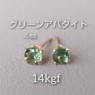 宝石質グリーンアパタイト  ×  14kgf  ピアス