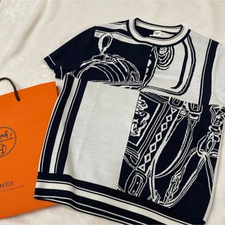 エルメス(Hermes)のエルメス　2024春夏　ショートスリーブシルクニット 《無秩序・フィネス》 36(ニット/セーター)