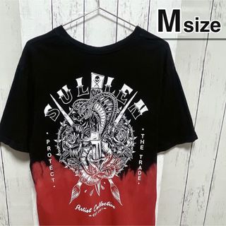 USA古着　Tシャツ　ブラック　レッド　タイダイ　グラデーション　アニマル柄(Tシャツ/カットソー(半袖/袖なし))