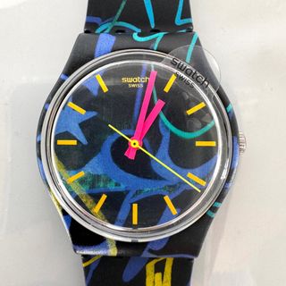 スウォッチ(swatch)のスウォッチ　SWATCH　ナイトクラブ　GB318　クォーツ　黒　ラバーベルト　レディース　電池交換済(腕時計(アナログ))