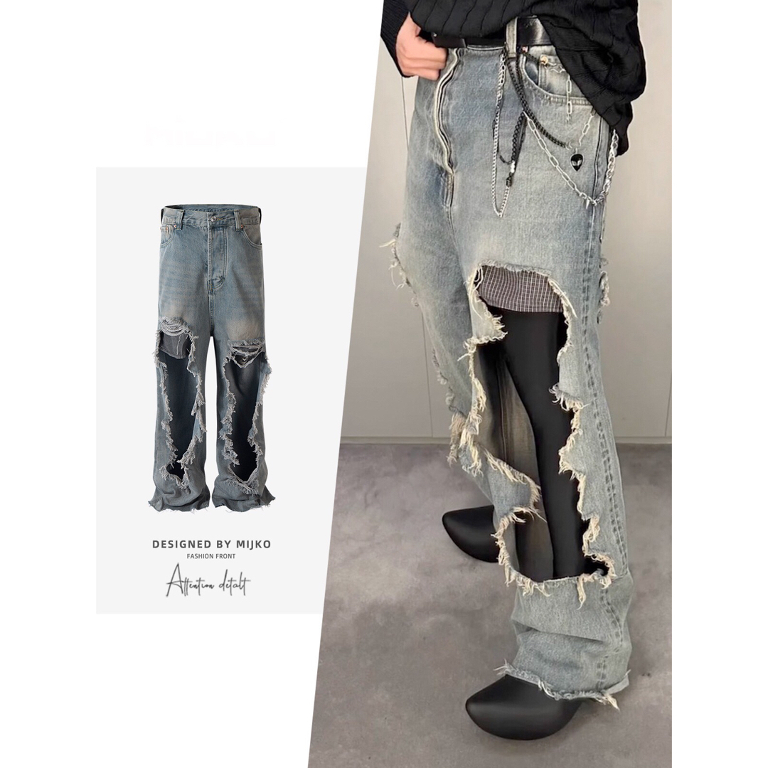 BALENCIAGA - 期間限定値下げ ハードダメージ ストレート デニム BALENCIAGA - 期間限定値下げ ハードダメージ ストレート デニム
