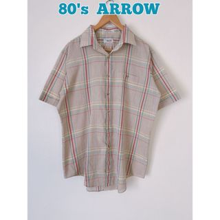 80's 古着　ARROW アロー　半袖シャツ　開襟シャツ　チェックシャツ