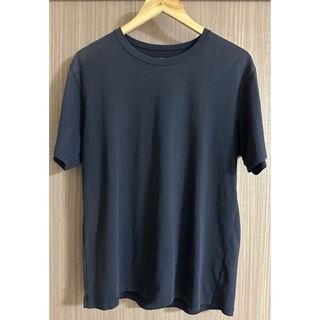 ユニクロ(UNIQLO)のエアリズムコットンクルーネックTシャツ（半袖） ネイビー メンズ Lサイズ(Tシャツ/カットソー(半袖/袖なし))