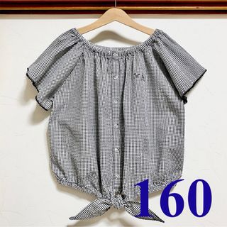 ポンポネット(pom ponette)の美品 ポンポネット トップス 160 ブラウス Tシャツ チェック リボン(ブラウス)