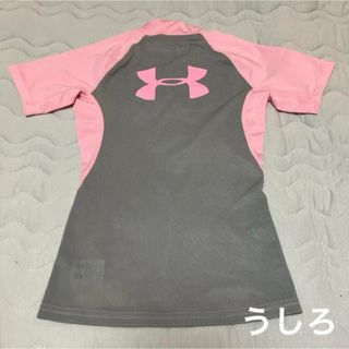 アンダーアーマー(UNDER ARMOUR)の【新品】アンダーアーマー　ラッシュガード　水着　140 ピンク　グレー(水着)