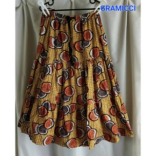 美品　GRAMICCI  アフリカンバティック柄のティアードロングスカート