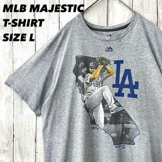 メジャーリーグベースボール(MLB)のアメリカ古着MLB MAJESTIC ロサンゼルスドジャースプリントTシャツ　L(Tシャツ/カットソー(半袖/袖なし))