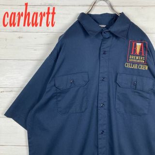 carhartt - 【Carhartt】半袖ワークシャツ☆紺☆XL☆企業刺繍☆ビール☆Cタグ