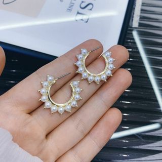 とげとげパールピアス（フープ）　ゴールド(ピアス)