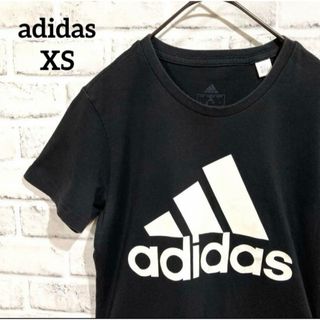 adidas - アディダス Tシャツ レディース XS ブラック ビッグロゴ デカロゴ 古着