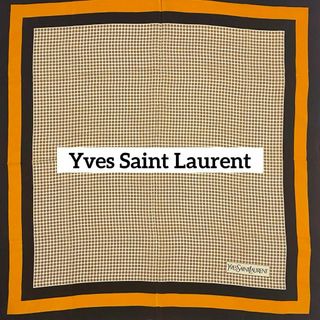 イヴサンローラン(Yves Saint Laurent)の美品 ★イヴサンローラン★ スカーフ ドット 水玉 シルク ブラウン オレンジ(バンダナ/スカーフ)