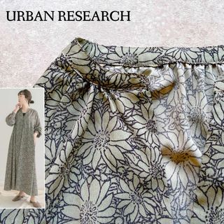 URBAN RESEARCH - ゆったりリラックスな着心地♪ 花柄ラグランAラインワンピース　S グレー