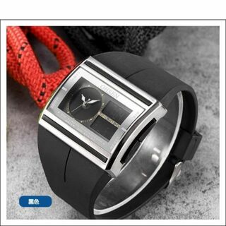 ◆◇◆ SALE ◆◇◆新品♪OHSENワイドデュアル腕時計ブラック黒(腕時計(アナログ))