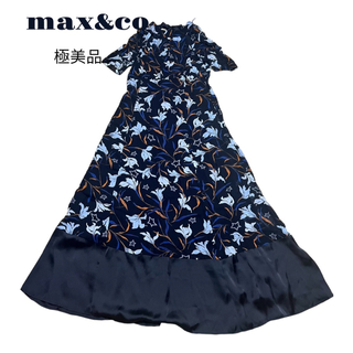 マックスアンドコー(Max & Co.)の大きいサイズ　46 マックスアンドコー　ワンピース　ロング　マキシ丈　花柄　美品(ロングワンピース/マキシワンピース)