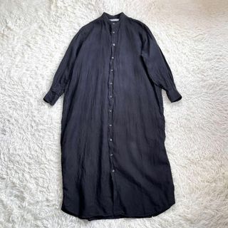 インディヴィジュアライズドシャツ(INDIVIDUALIZED SHIRTS)の【美品】インディビジュアライズドシャツ　リネン100% シャツ ワンピース　長袖(ロングワンピース/マキシワンピース)