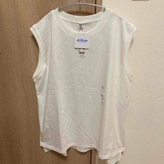 ユニクロ(UNIQLO)の【新品・タグ付き】【ユニクロ】エアリズムコットンクルーネックT XL ホワイト(Tシャツ(半袖/袖なし))