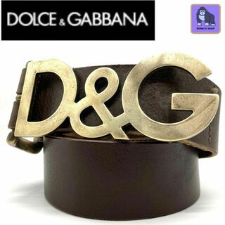 ドルチェアンドガッバーナ(DOLCE&GABBANA)のドルチェ＆ガッバーナ　D&Gバックル　ゴールド金具　レザー　メンズ　ベルト　95(ベルト)