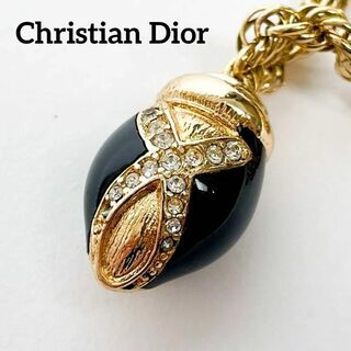 Christian Dior - 美品✨Christian Dior ディオールネックレス　ブラック　ゴールド