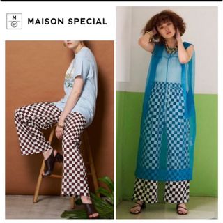 MAISON SPECIAL - MAISON SPECIAL チェッカーフラッグ　イージーパンツ　ブラウン