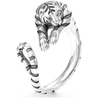 トラ タイガー リング 動物 調整可能 シルバー アクセサリー (リング(指輪))