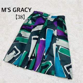 エムズグレイシー(M'S GRACY)のM'S GRACY エムズグレイシー 総柄 フレアスカート 38 M(ひざ丈スカート)