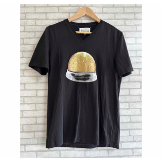 マルタンマルジェラ(Maison Martin Margiela)のマルジェラ　ブラック　Tシャツ　半袖　vネック　イタリア製　サイズ44(Tシャツ/カットソー(半袖/袖なし))