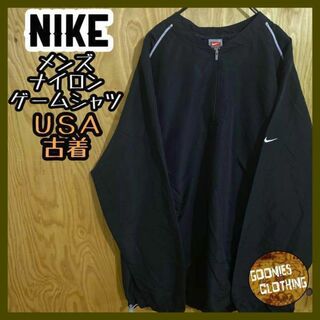 ナイキ ナイロン ゲームシャツ 銀タグ USA古着 90s スウッシュ メンズ(ナイロンジャケット)