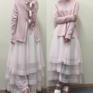 【新品未使用】FURFUR チュールスカート ピンク ロングスカート