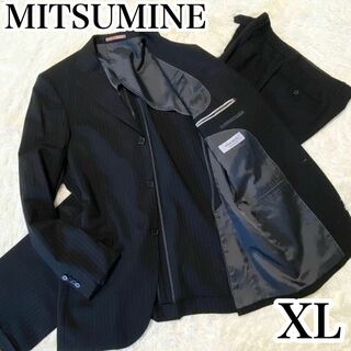 ミツミネ(Mitsumine)の【春夏薄手◎モヘヤ◎大サイズ】ミツミネ　スーツ　ストライプ　XL ブラック　黒(その他)