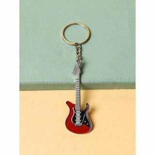 【309番】ギター　レッド　キーホルダー　在庫3　エレキギター　音楽雑貨(キーホルダー)