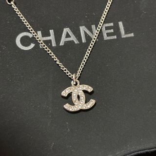 シャネル(CHANEL)のCHANEL ロゴ　ネックレス　シルバー　CCマーク　スワロフスキー(ネックレス)